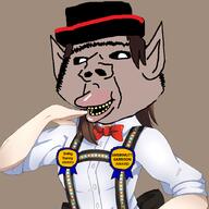 amerimutt award bat_ears black_sclera bowtie hair living_ironically_in_europe meta:tagme pink_skin subvariant:ishish_euromutt tranny unibrow variant:ishish_soyak_ears white_shirt zellig // 900x900 // 397.9KB