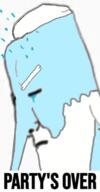 adventure_time beard chud closed_eyes closed_mouth cyan_skin ice_king its_over rain text variant:chudjak white_hair // 248x477 // 70.3KB