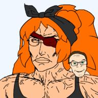 buff eyepatch muscles muscular_female orange_hair subvariant:perceptive_chud variant:chudjak variant:feraljak zess zesty zesty_jesus zesty_jesus_won // 799x799 // 32.8KB