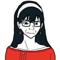 anime clothes concerned dress ear earring female femjak glasses hair headband nose soyjak spy_x_family subvariant:female_soyak variant:soyak yor_briar // 736x736 // 14.3KB