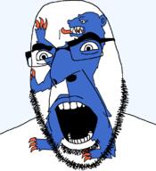 angry animal bear buskerud county flag flag:buskerud glasses hair looking_to_the_left norway open_mouth soyjak stubble teeth thick_eyebrows tongue transparent_background variant:cobson // 721x789 // 95.3KB