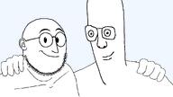 2soyjaks arm_behind_back closed_mouth ear glasses hand hugging naked no_eyebrows nose smile stubble variant:headjak variant:weirdpenis // 1920x1080 // 29.2KB