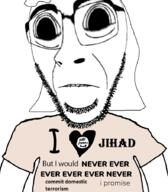 biting_lip clothes distorted glasses heart i_love i_would_never isis islam jihad stubble subvariant:hornyson terrorism variant:cobson // 788x900 // 276.4KB