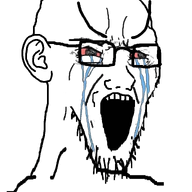 angry animated bloodshot_eyes crying ear fading glasses large_eyebrows open_mouth soyjak stretched_mouth stubble variant:soyak // 785x1000 // 1.3MB