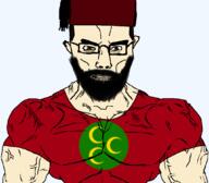 beard brown_eyes brown_hair clothes fez flag:ottoman_empire glasse glasses hat hazel_eyes islam muscles ottoman ottoman_empire soyjak subvariant:chudjak_front subvariant:muscular_chud turk turkiye variant:chudjak white_skin // 1059x929 // 155.4KB