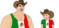 2 child chud clothes cowboy_hat family father flag:mexico mexiaryan mexican_flag mexico muscular_male norteno son tank_top tshirt two_soyjaks variant:chudjak variant:soyak // 2230x1080 // 464.6KB