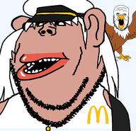 amerimutt azur_lane cap clothes eagle enterprise enterprise_(azur_lane) hat mcdonalds subvariant:impish_amerimutt variant:impish_soyak_ears white_hair // 554x534 // 120.2KB