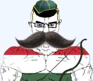 blue_eyes bow_(weapon) clothes flag:hungary hat hungary hungaryan magyar moustache subvariant:chudjak_front trend:aryan variant:chudjak yellow_hair // 595x519 // 230.0KB