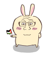 blush bunny_ears chiikawa drawing flag:jordan glasses happy holding_flag rabbit smile subvariant:neutralplier usagi variant:markiplier_soyjak // 687x700 // 220.6KB