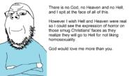 arm atheism closed_mouth clothes crossed_arms glasses god heaven hell smile smirk smug soyjak stubble text variant:gapejak // 2094x1194 // 88.8KB