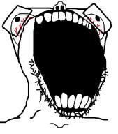 alternate bloodshot_eyes glasses open_mouth soyjak stretched_mouth stubble subvariant:kekjak variant:soyak // 703x800 // 37.2KB