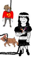anime balding blood bloodshot_eyes brown_hair buff china closed_mouth clothes crying ear female flag flag:china flag:lesbian_pride_flag full_body glasses hair hanging lesbian lynching mustache open_mouth pitbull renan_v rope skirt subvariant:chudjak_front subvariant:unbotheredchud tongue variant:bernd variant:chudjak variant:two_pointing_soyjaks yellow_teeth // 981x1608 // 159.7KB