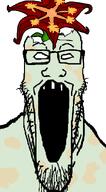 distorted fungus glasses green_skin no_pupils open_mouth plant rotting_teeth sporechid stubble variant:markiplier_soyjak // 495x900 // 27.1KB
