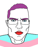 a10_eyes blue_eyes chad chud closed_mouth ear flag:transgender_pride_flag flag_shirt gigachud glasses hair handsome mew mog purple_hair red_lips subvariant:chadtrick subvariant:patrick tranny transgender_flag trend:aryan valid variant:chudjak white_skin // 986x1224 // 23.4KB
