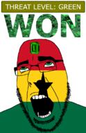 ahegao country emerald flag flag:ghana gem ghana glasses green green_eyes hair looking_up open_mouth schlog_color_event soyjak soyjak_blog star_(symbol) stubble teeth text threat_level_green variant:cobson won // 721x1115 // 144.2KB
