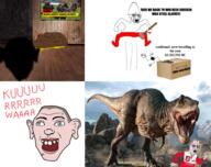 4panel bald big_ears blue_eyes box cheeken chicken comic countrywar crooked_teeth dinosaur irl_background kurwa news open_mouth piss plunger poland polish_text poop skinhead text variant:chudjak variant:soyak // 1984x1572 // 2.6MB