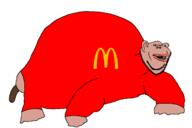 mcdonalds open_mouth poop red_shirt soyjak stubble subvariant:impish_amerimutt tanned_skin teeth traced turtle variant:impish_soyak_ears white_eyes // 1280x853 // 20.2KB