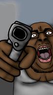 angry black_skin clothes glasses gun holding_gun nigger open_mouth soyjak stubble variant:chugsjak // 921x1640 // 157.3KB