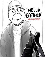 brenton_tarrant christchurch_shooting clothes glasses gun islam new_zealand smile soyjak stubble text variant:bernd // 1125x1411 // 225.9KB