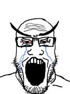 bloodshot_eyes crying glasses large_eyebrows open_mouth selfish_little_fuck soyjak stubble variant:markiplier_soyjak // 600x800 // 20.5KB
