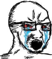 angry bloodshot_eyes crying glasses open_mouth redraw soyjak stubble teeth variant:soyak // 1170x1341 // 335.1KB