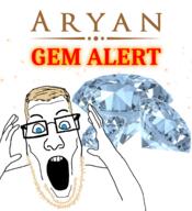 arm artist:salsamaster aryan blond blond_beard blue_eyes diamond gem_alert glasses hand open_mouth people's_populist_press soyjak stubble variant:ppp // 1210x1326 // 827.0KB