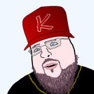 beard blue_eyes brown_hair cap chains clothes drip glasses hat joeyy movie open_mouth snapback soyjak swag_messiah variant:shotjak white_skin // 415x414 // 88.2KB