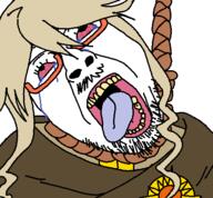 blond bloodshot_eyes clothes crying funamusea glasses hair hanging open_mouth red_glasses rope scarf siralos stubble tranny variant:bernd white_background // 450x417 // 18.3KB