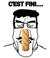 baguette closed_eyes clothes french_text hat its_over mustache subvariant:chudplier subvariant:nuchudplier text variant:chudjak variant:markiplier_soyjak // 1035x1200 // 260.9KB