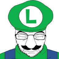 closed_eyes closed_mouth clothes eyebrows glasses green_hat hat luigi overalls soyjak stubble subvariant:shane variant:feraljak // 1000x1000 // 86.3KB