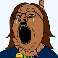 ack brat brown_skin countryhuman crying election hair hitler_mustache kamala_harris nazi_flag rope rotten_teeth // 2048x2048 // 812.9KB