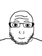 bald glasses smile soyjak stubble subvariant:lawrence variant:markiplier_soyjak // 481x643 // 8.3KB