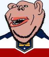 amerimutt beehive black_sclera brown_skin clothes ear flag flag:utah hair lips mutt open_mouth soyjak star_(symbol) state stubble subvariant:impish_amerimutt transparent_background united_states utah variant:impish_soyak_ears // 685x800 // 43.8KB