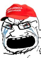 bloodshot_eyes cap clothes crying distorted donald_trump glasses hat maga open_mouth politics soyjak stubble united_states variant:soyak // 784x1100 // 806.9KB