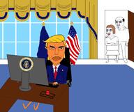 3soyjaks american_flag computer desktop donald_trump monitor oval_office parents president room subvariant:pol_face variant:chudjak you_don't_understand // 879x739 // 246.1KB