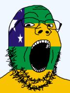 brazil flag flag:sergipe glasses looking_at_you open_mouth sergipe soyjak star_(symbol) stubble teeth text transparent_background variant:gapejak // 600x800 // 22.6KB