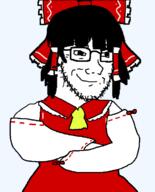 anime bow closed_mouth clothes crossed_arms glasses hair hakurei_reimu hand smile smirk smug soyjak stubble subvariant:soyak_(smug) touhou transparent_background variant:soyak video_game // 564x699 // 65.6KB