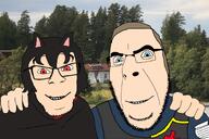 2soyjaks alunya anders_breivik blue_eyes glasses hair karl_marx literal_bbc_slvt smile soyjak stubble text utoya variant:cobson variant:feraljak white_skin wholesome wordswordswords yellow_hair // 5760x3840 // 14.2MB