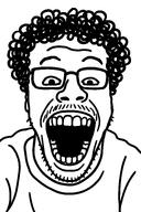 chatgpt curly_hair glasses happy looking_at_you meta:ai_generated screaming tiktok variant:markiplier_soyjak variant:unknown // 1024x1536 // 250.8KB