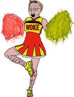 airbagged cheerleader crossdressing dave_rivera glasses hairy_legs lolcow open_mouth pom_poms soyjak transparent_background variant:soyak woke // 932x1224 // 204.7KB