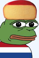amphibian bald cheese closed_mouth clothes country dutch europe european flag flag:netherlands food frog gouda gouda_cheese green_skin irl lips looking_at_you nas nas:pepe netherlands neutral pepe_the_frog remaster series:pepe_hat transparent_background tshirt // 1008x1479 // 647.1KB