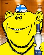 asian beanie bottle closed_eyes clothes country cross ear finland flag hand hat holding_bottle holding_object irl_background sauna small_eyes smile soyjak stubble variant:impish_soyak_ears vodka yellow yellow_skin // 596x741 // 240.5KB