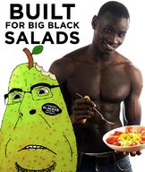 bbc biting_lip blacked distorted food foodjak fruit fruit_label glasses green_skin irl leaf negro pear soyjak stubble subvariant:blobson text variant:cobson // 667x792 // 545.4KB