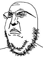 angry closed_mouth glasses lips looking_to_the_left punisher_face soyjak stubble subvariant:gapejak_34 template variant:gapejak white_background wrinkles // 600x800 // 10.5KB