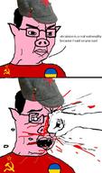 broken_glasses clothes communism ear fist glasses hair hat hohol open_mouth pig punch soviet_union teeth text ukraine variant:chudjak // 603x1024 // 459.4KB
