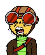 aviator_hat clothes glasses goggles open_mouth psychonauts razputin_aquato soyjak stubble tongue variant:unknown video_game yellow_skin // 430x529 // 10.5KB