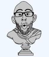 bust ear glasses open_mouth soyjak statue stubble text variant:nojak // 704x816 // 23.3KB