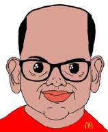 amerimutt balding brown_skin closed_mouth clothes ear forehead glasses hair mcdonalds mutt smile soyjak variant:brandon // 800x972 // 137.3KB