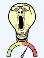 glasses lightbulb meta:tagme meter nose nostrils stubble variant:reaction_soyjak // 600x800 // 111.6KB