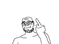 bald beard deformed glasses hand middle_finger smug upper_torso variant:willy // 640x480 // 6.5KB